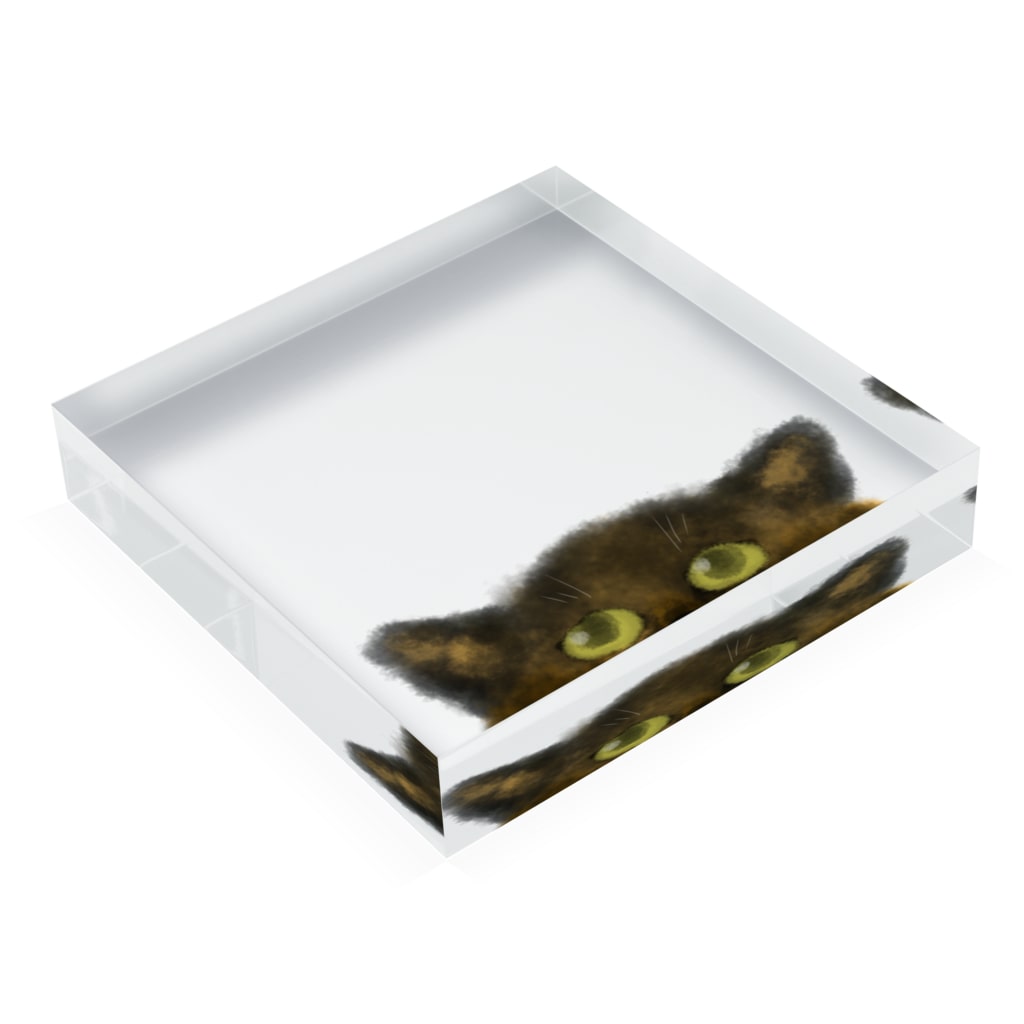 じー…。見つめるネコチャン(サビねこ) アクリルブロック