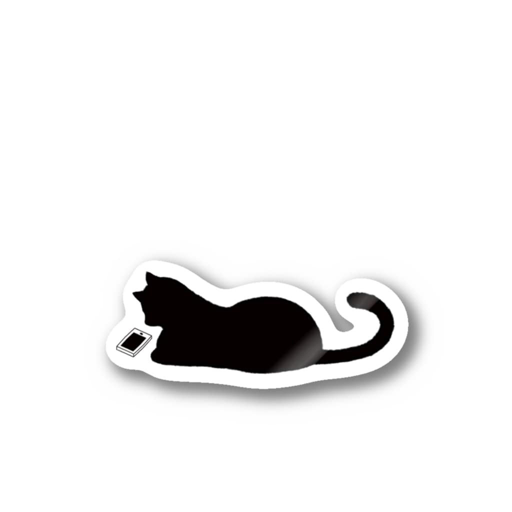 ねこもスマホ依存症? ステッカー