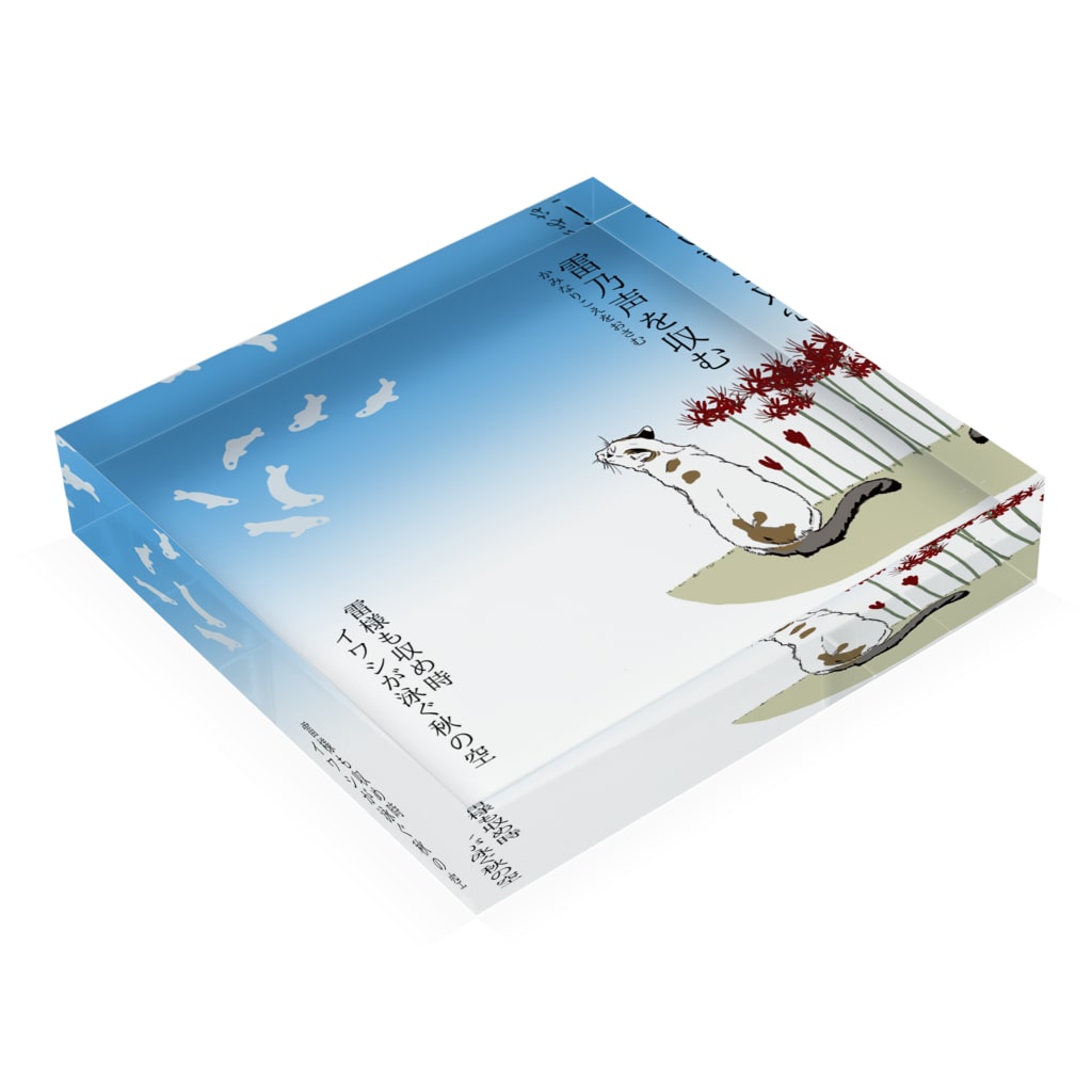 アクリルブロック 雷乃声を収む イワシ雲を狙う猫