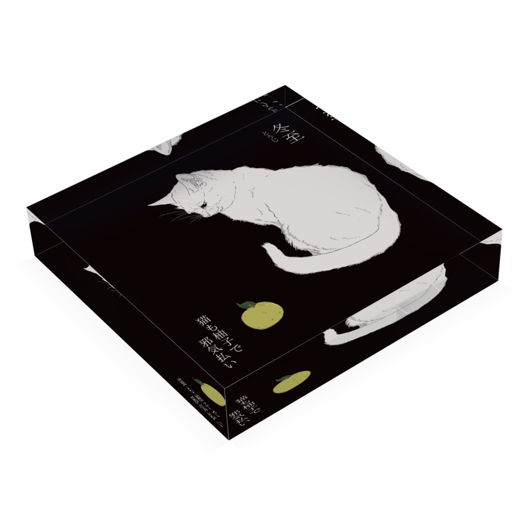 アクリルブロック 冬至 柚子が気になる白猫