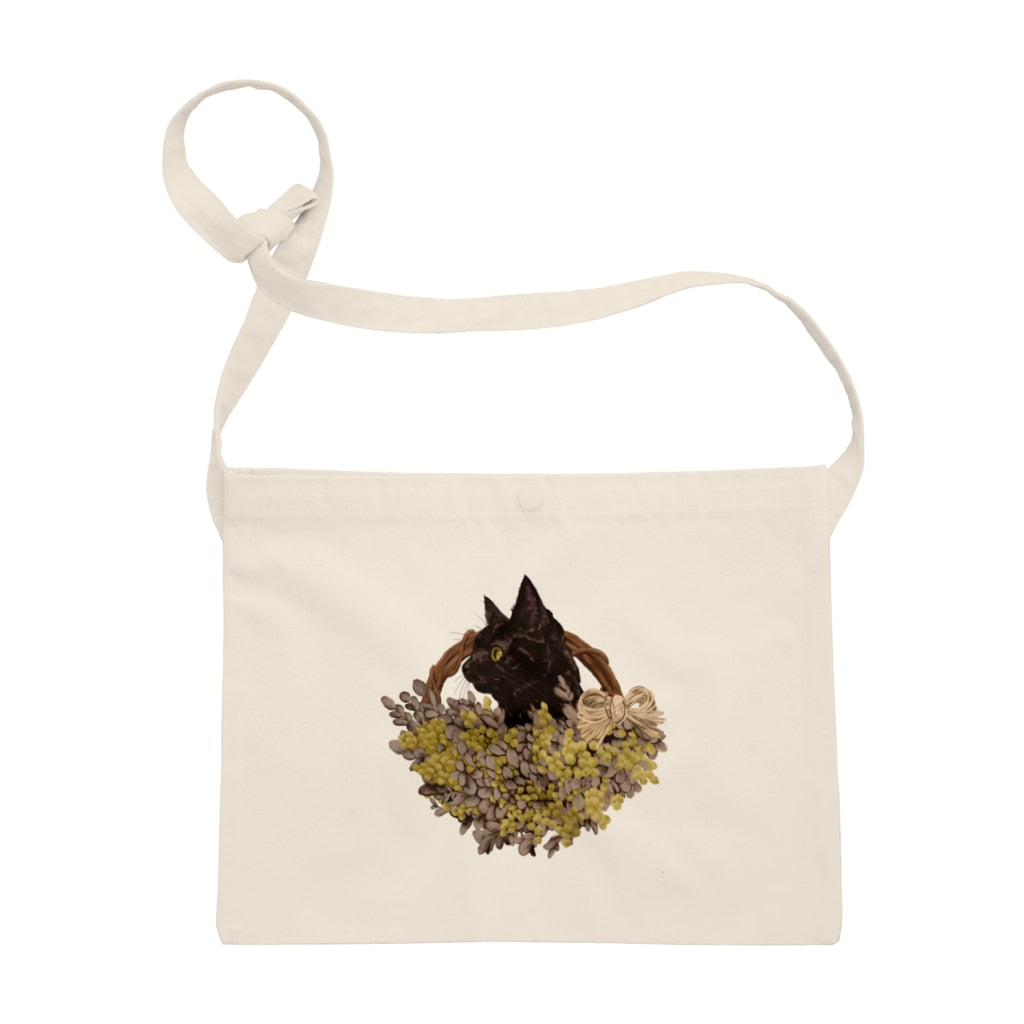 ミモザと黒猫 サコッシュ