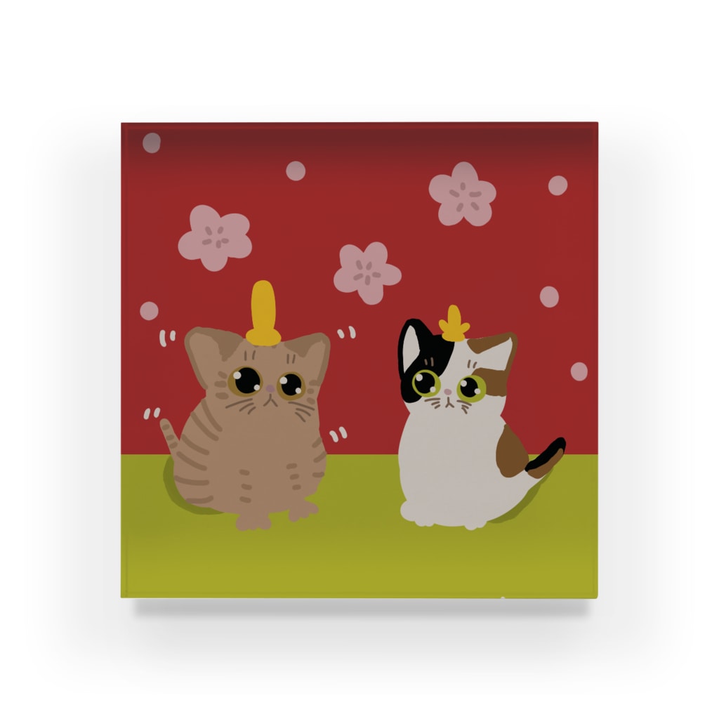 アクリルブロック ひな祭りと仔猫
