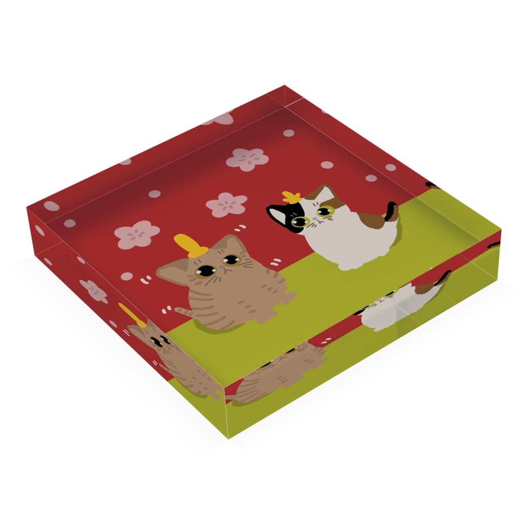 アクリルブロック ひな祭りと仔猫