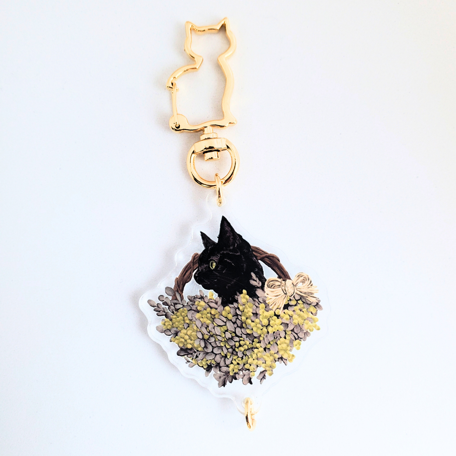 ミモザと黒猫 アクリルキーホルダー