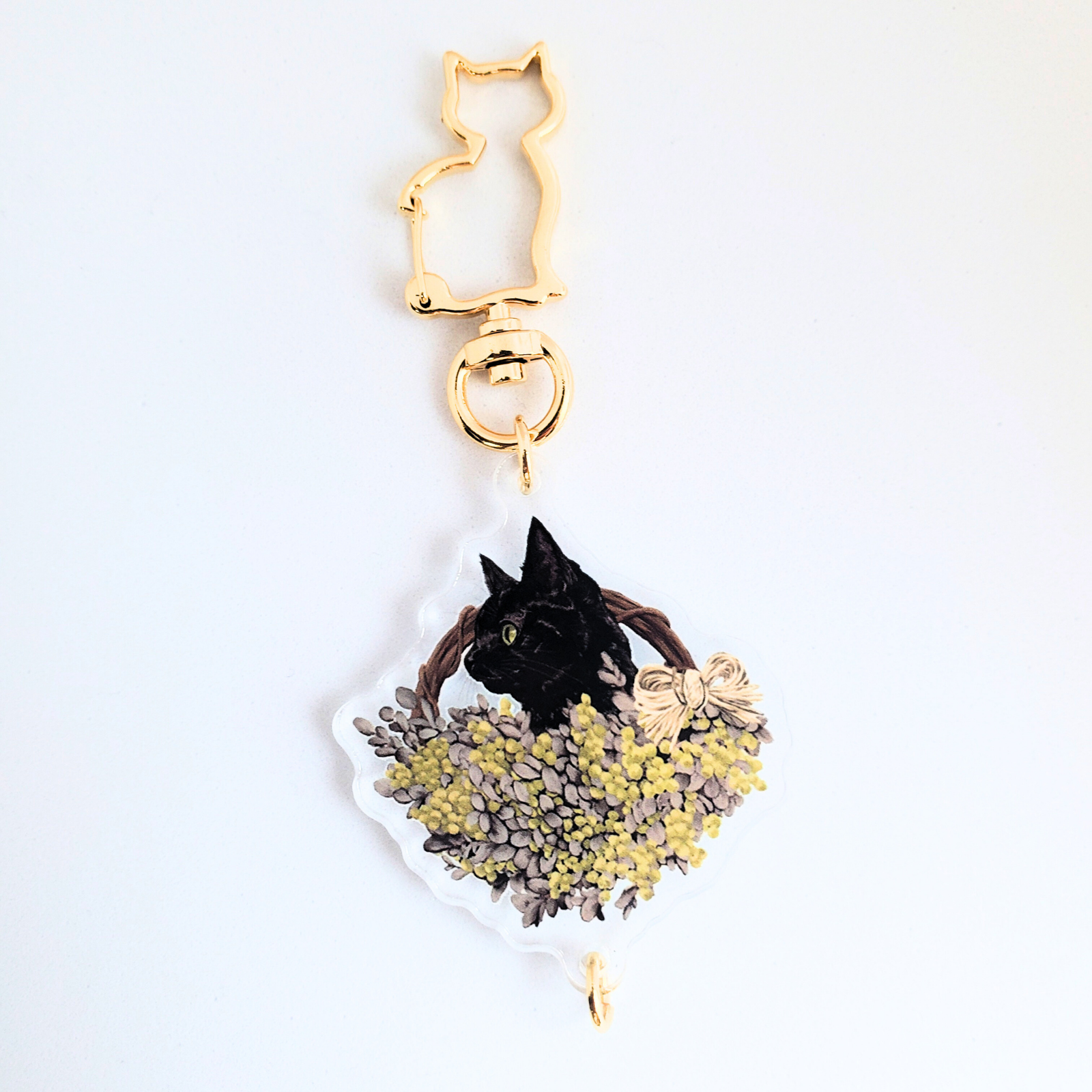 ミモザと黒猫 アクリルキーホルダー