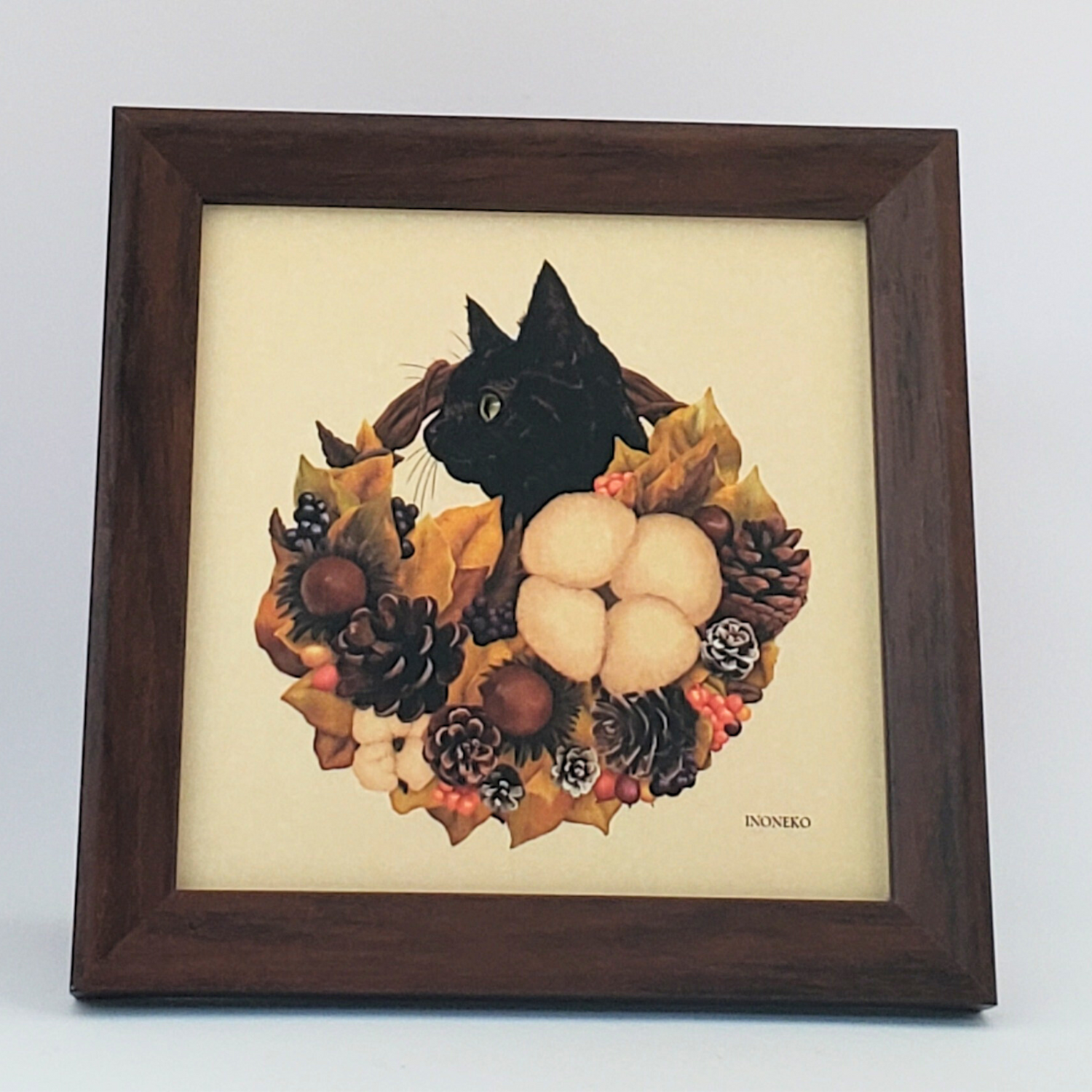 10cmフレームイラスト 実りの秋と黒猫