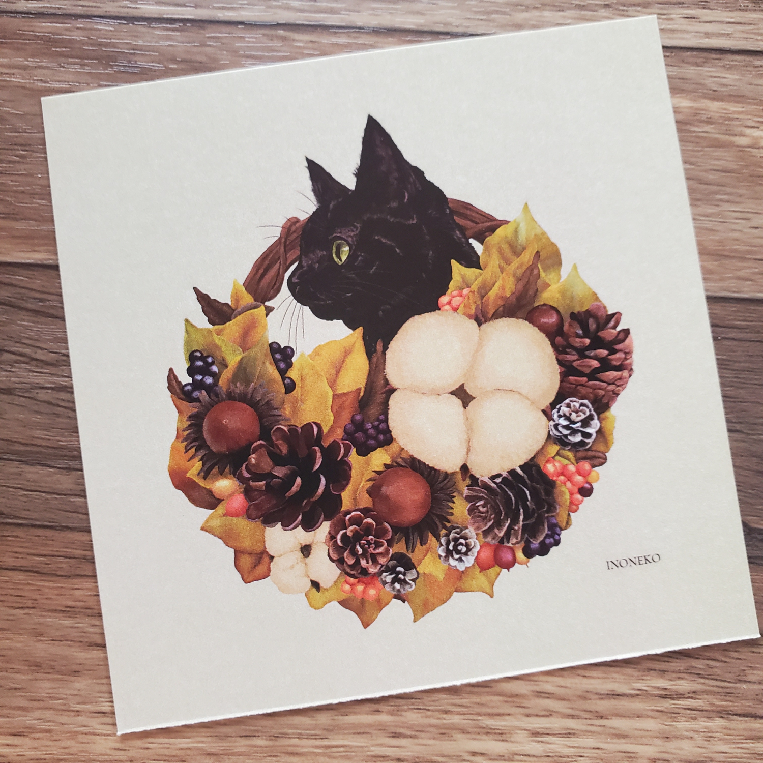 10cmフレームイラスト 実りの秋と黒猫