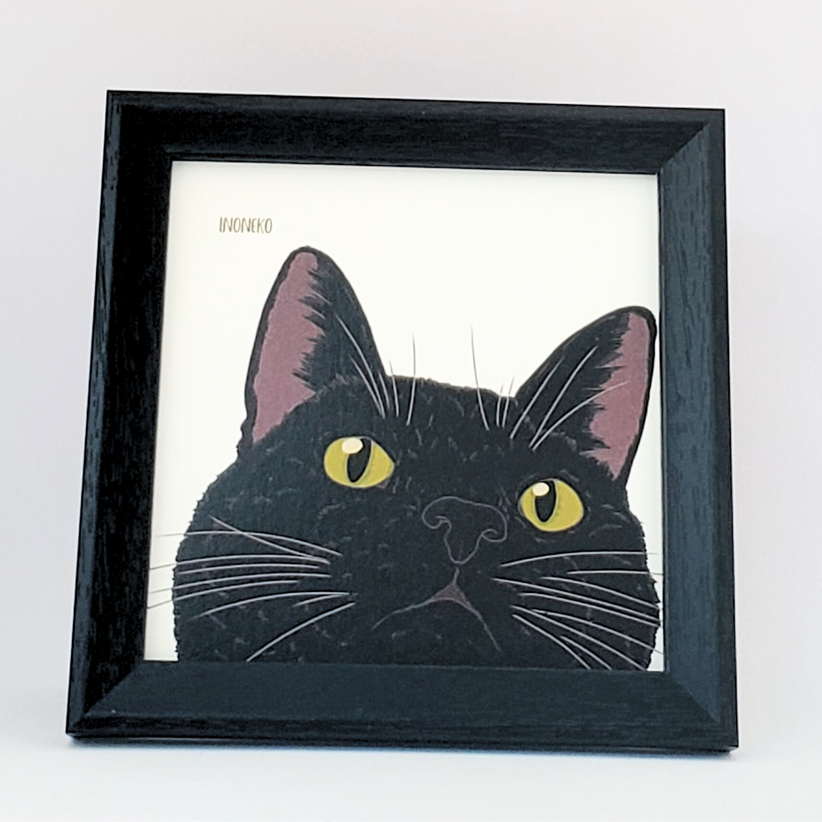 10cmフレームイラスト 黒猫アップ
