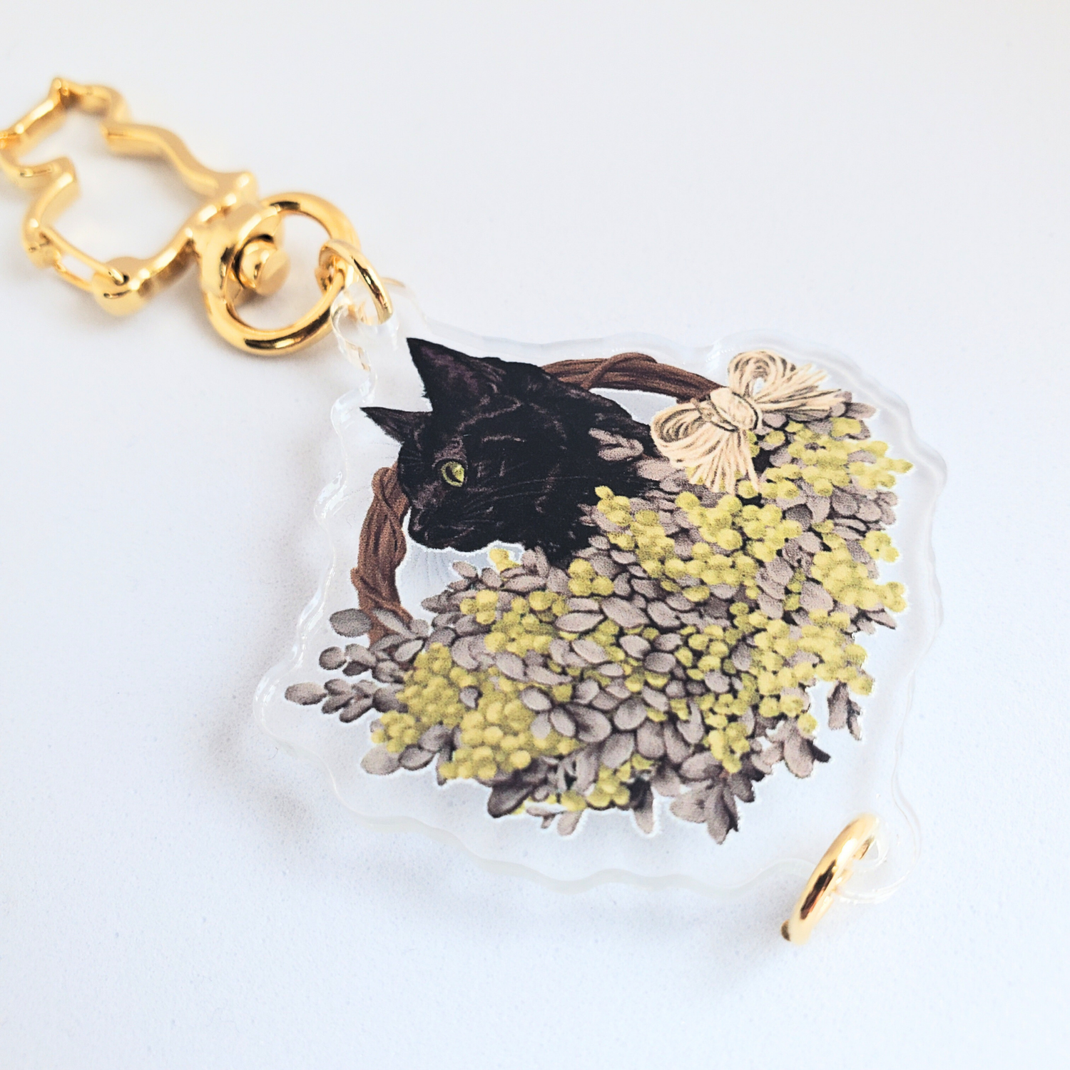 ミモザと黒猫 アクリルキーホルダー