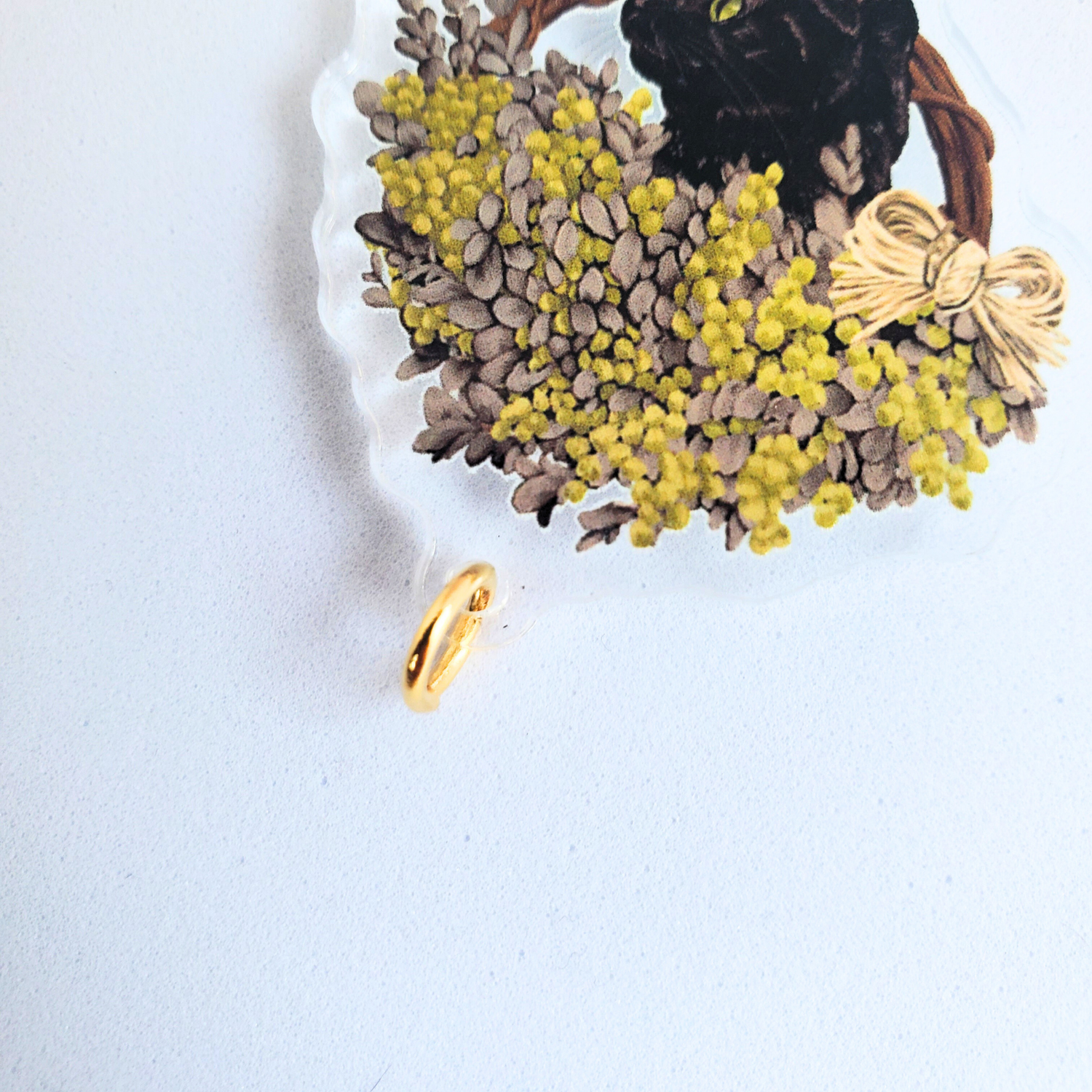 ミモザと黒猫 アクリルキーホルダー