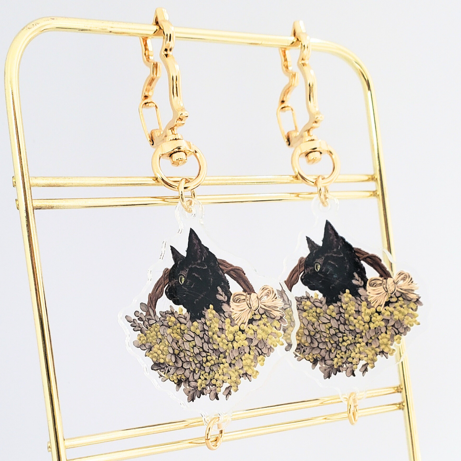 ミモザと黒猫 アクリルキーホルダー