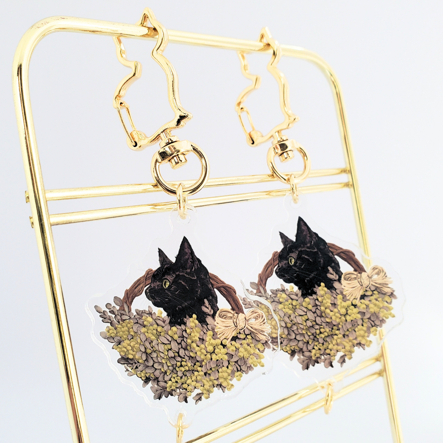 ミモザと黒猫 アクリルキーホルダー